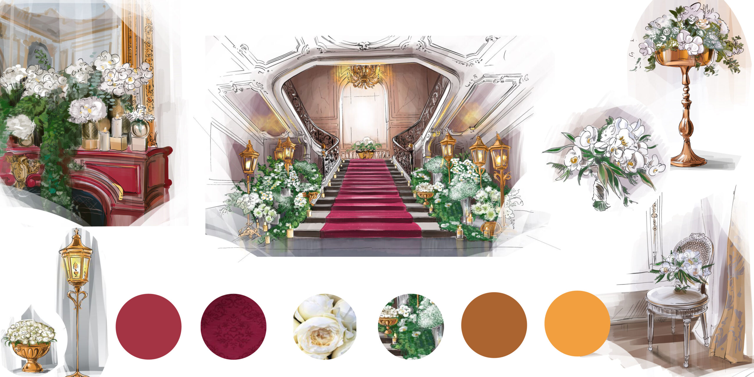 3 d plans and painting Wedding floral design